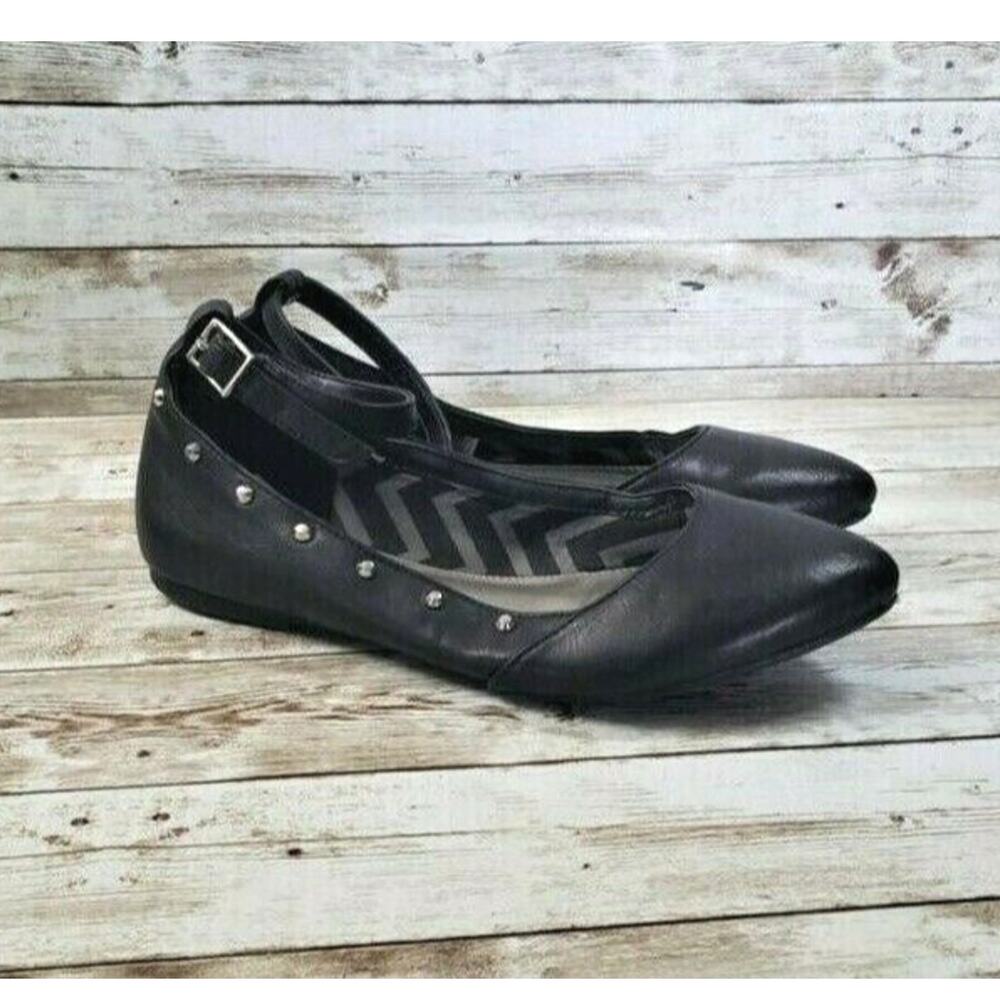 Fergalicious Flats Black Studded Ankle Tie Flats - Size 6